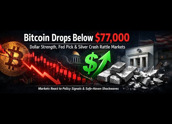 Bitcoin Slips Under $77,000 Amid Strong Dollar, Fed Nomination and Silver Market Shock