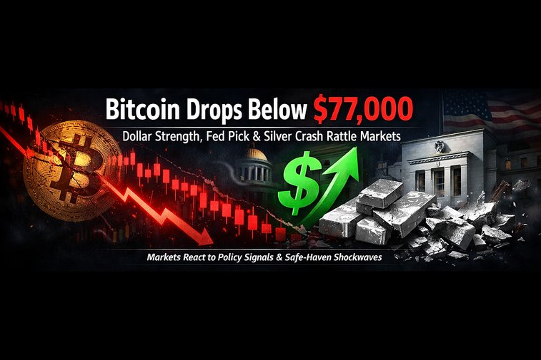 Bitcoin Slips Under $77,000 Amid Strong Dollar, Fed Nomination and Silver Market Shock